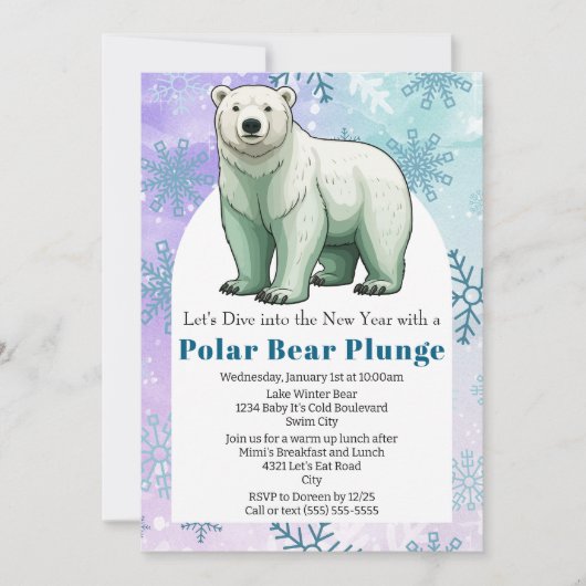 Modernes Polar Bear Plunge Neujahr Party Einladung (Vorderseite)