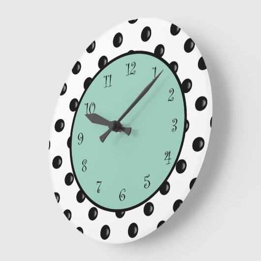 Modernes Polka Dot Design Große Wanduhr (Winkel)