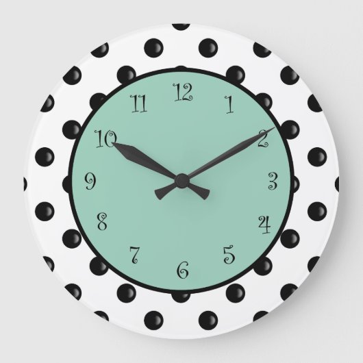 Modernes Polka Dot Design Große Wanduhr (Vorderseite)