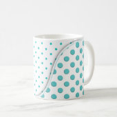 Modernes Polka Dot Design Türkis Weiß Kaffeetasse (VorderseiteRechts)