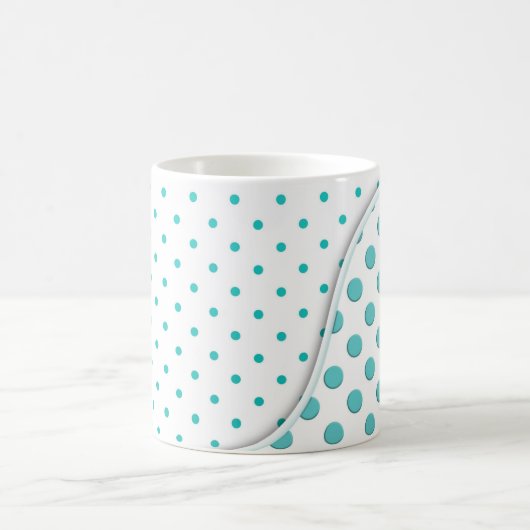 Modernes Polka Dot Design Türkis Weiß Kaffeetasse (Mittel)