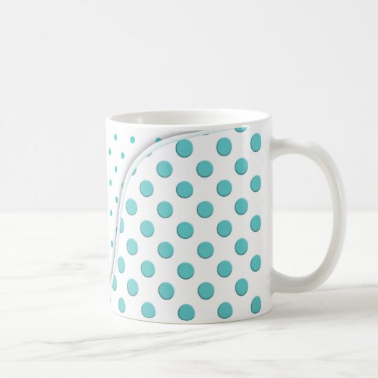 Modernes Polka Dot Design Türkis Weiß Kaffeetasse (Rechts)