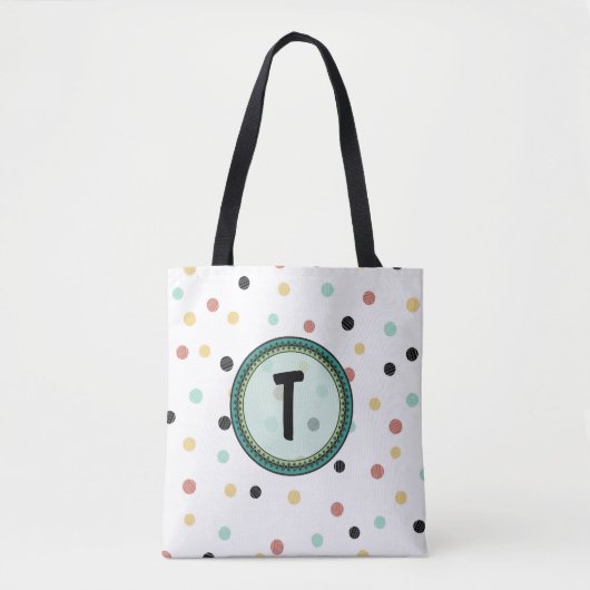 Modernes Polka-Dot Monogramm-Design Tasche (Vorderseite)