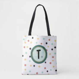 Modernes Polka-Dot Monogramm-Design Tasche