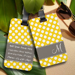 Modernes Polka Dot Muster mit Monogramm Gepäckanhänger<br><div class="desc">Reisen Sie stilvoll mit einem mädchenhaften Design mit gelben und weißen Punkten. Fügen Sie Ihren Namen oder Monogramm auf der Vorderseite und Ihre anderen Informationen auf der Rückseite.</div>