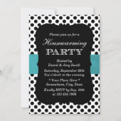 Modernes Polka Dots Aquamarines Party mit Ribbon H Einladung (Vorderseite)