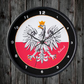 Modernes polnisches Flag & Eagle, trendige polnisc Runde Wanduhr