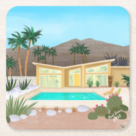 Modernes Pool House aus dem Mittelalter Rechteckiger Pappuntersetzer