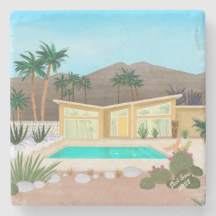 Modernes Pool House aus dem Mittelalter Steinuntersetzer