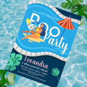 Modernes Pool Party Brautparty Erwachsene Einladun Einladung