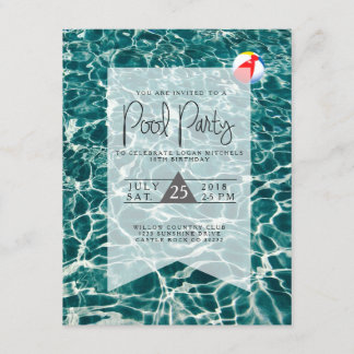Modernes Pool-Party | Einladung zum Geburtstag