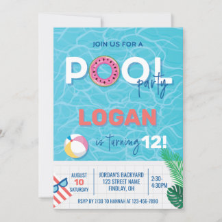 Modernes Pool Party Geburtstag Einladung