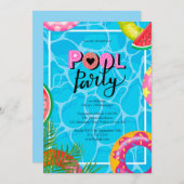 Modernes Pool Party Geburtstagseinladung Einladung (Vorne/Hinten)