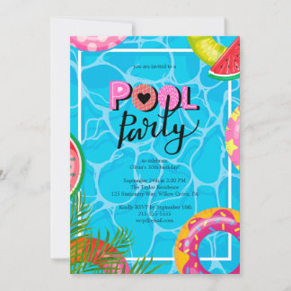 Modernes Pool Party Geburtstagseinladung Einladung