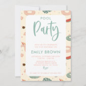 Modernes Pool Party jeden Alters Einladung zum Geb (Vorderseite)