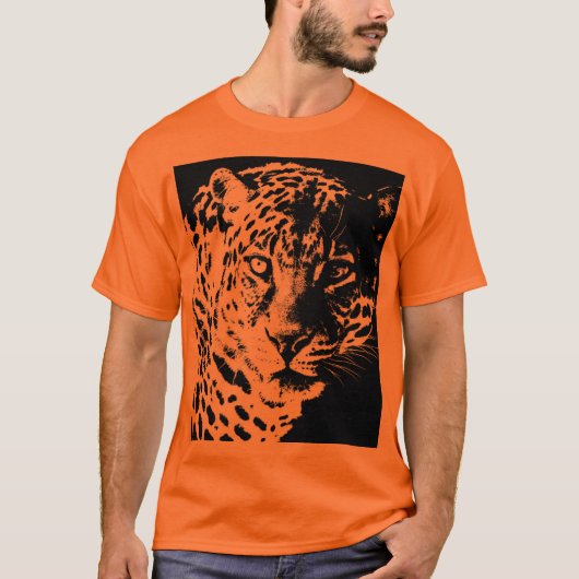 Modernes Pop Art Template Leopard Gesicht Moderne  T-Shirt (Vorderseite)
