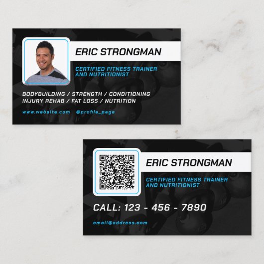 Modernes Portrait-Foto für Personal Trainer Visitenkarte (Vorne/Hinten)