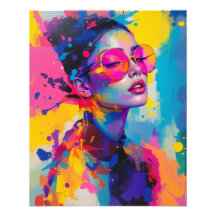 Modernes Portrait Frauen Rosa Brille