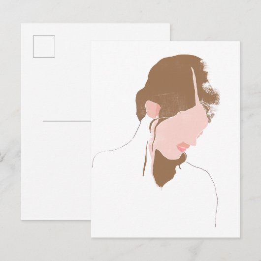 Modernes Portrait Postkarte (Vorne/Hinten)