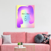 MODERNES PORTRAIT VON LADY MIT LILA HAAR LEINWANDDRUCK (Insitu (Wohnzimmer))