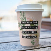 Modernes positives Motivationsangebot & Blume Rosa Pappbecher