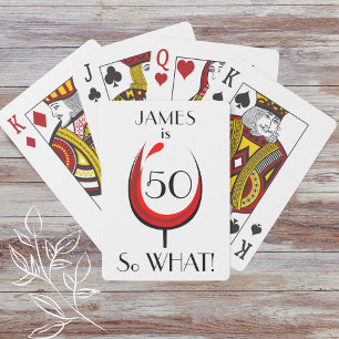 Modernes positives Rotwein Glas 50. Geburtstag Spielkarten