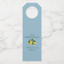 Modernes Powder Blue Lemon Event Wedding Limoncell Flaschenanhänger