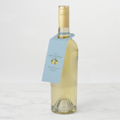 Modernes Powder Blue Lemon Event Wedding Limoncell Flaschenanhänger (Angewinkelt)