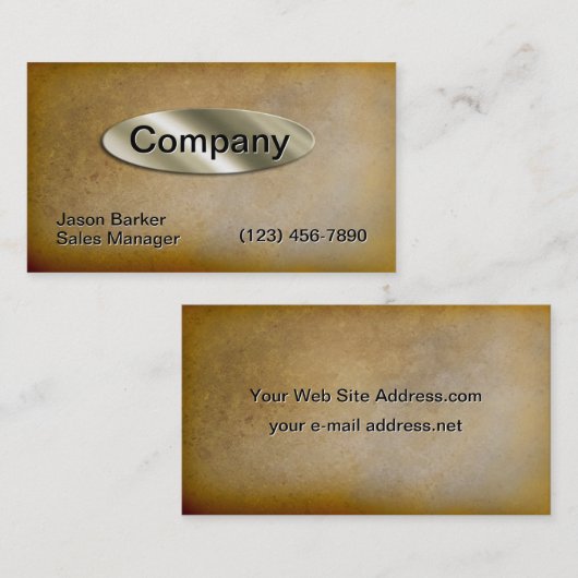 Modernes prägeartiges Goldplatten-rostiges Metall Visitenkarte (Vorne/Hinten)