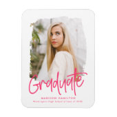 Modernes Preppy-Pink-Script-Foto-Abschluss Magnet (Vertikal)