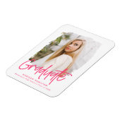 Modernes Preppy-Pink-Script-Foto-Abschluss Magnet (Linke Seite)