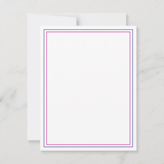 Modernes Preppy-Pink und Navy Blue Monogram Mitteilungskarte (Rückseite)