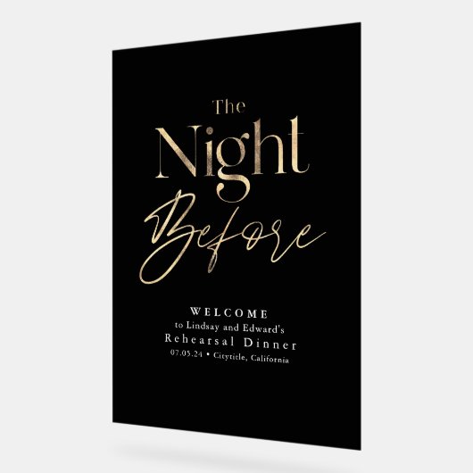 Modernes Probe Dinner Black Willkommen Acrylschild (Winkel)