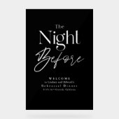 Modernes Probe Dinner Black Willkommen Acrylschild (Vorderseite)