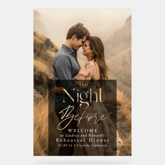 Modernes Probe Dinner Foto Begrüßungszeichen Acrylschild (Vorderseite)