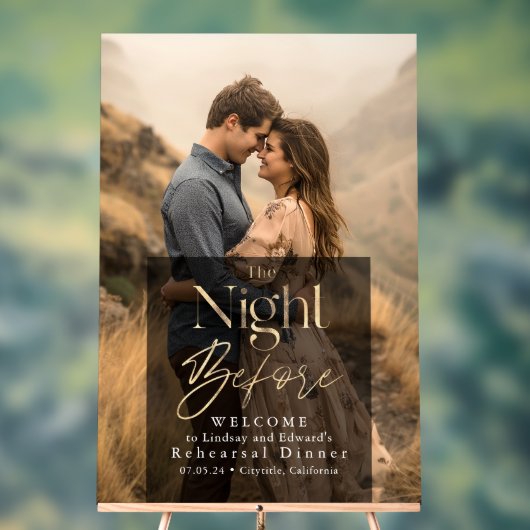 Modernes Probe Dinner Foto Begrüßungszeichen Acrylschild (Neutral)