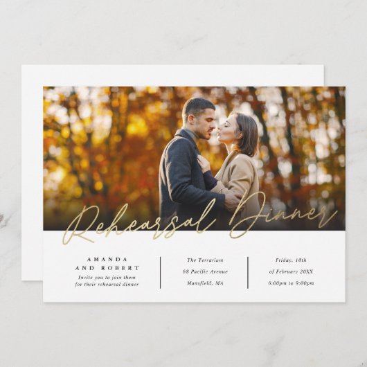 Modernes Probe Dinner Foto Einladung (Vorne/Hinten)