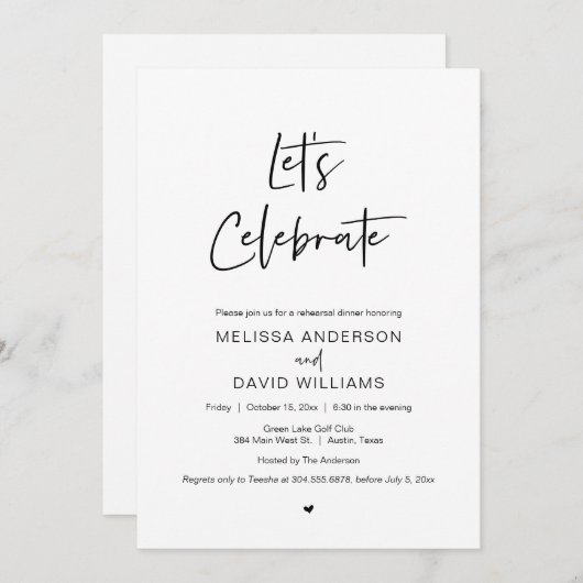 Modernes Probe Dinner, Lass feiern Einladung (Vorne/Hinten)