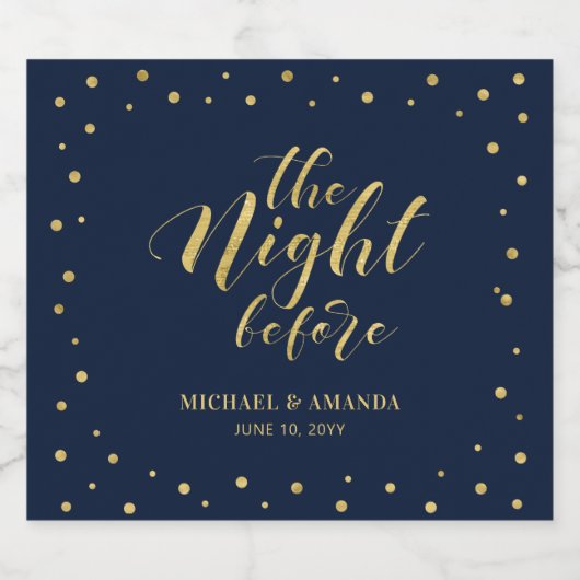 Modernes Probe-Dinner mit Gold und Navy Schaumweinetikett (Einzelnes Label)