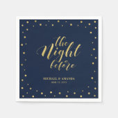 Modernes Probe-Dinner mit Gold und Navy Serviette (Vorderseite)