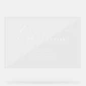 Modernes Probe-Dinner Transparente Begrüßung Acrylschild (Vorderseite)