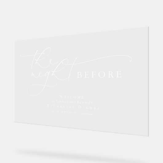 Modernes Probe-Dinner Transparente Begrüßung Acrylschild (Winkel)