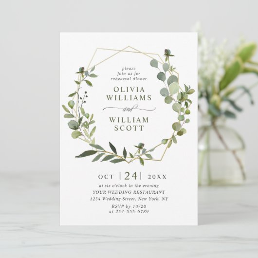 Modernes PROBE Eukalyptus Geometric Frame Einladung (Stehend Vorderseite)