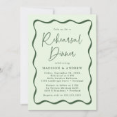 Modernes Probe-Hochzeitessen mit grünen Rahmen Einladung (Vorderseite)