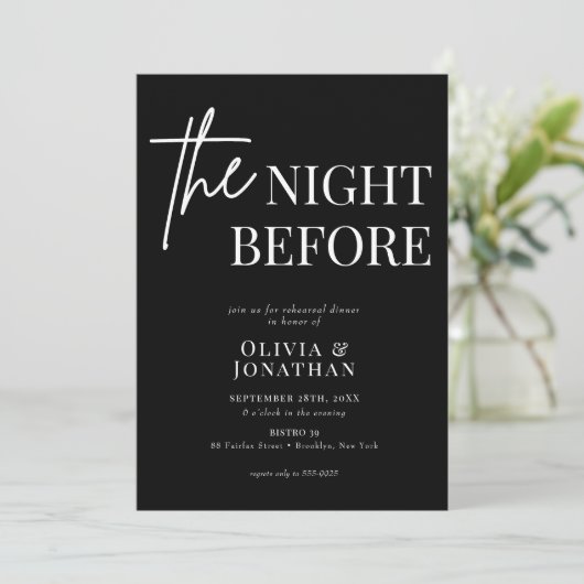 Modernes Probe in Schwarz und Weiß Einladung (Stehend Vorderseite)