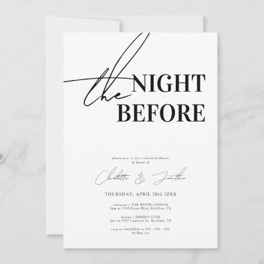 Modernes Probe in Schwarz und Weiß Einladung (Vorderseite)