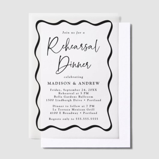 Modernes Probe mit schwarzen Rahmen Pergament Einladungen (Versetzt)