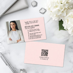 Modernes professionelles rosa QR-Code-Foto-Logo Visitenkarte