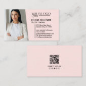 Modernes professionelles rosa QR-Code-Foto-Logo Visitenkarte (Vorne/Hinten)