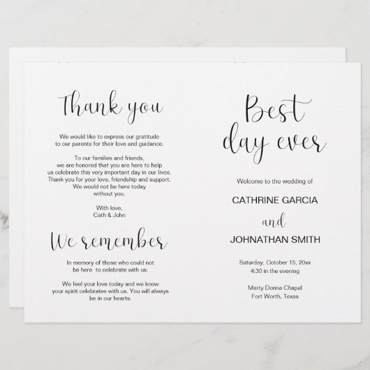 Modernes Programm für faltbare Hochzeiten - der be (Vorne/Hinten)